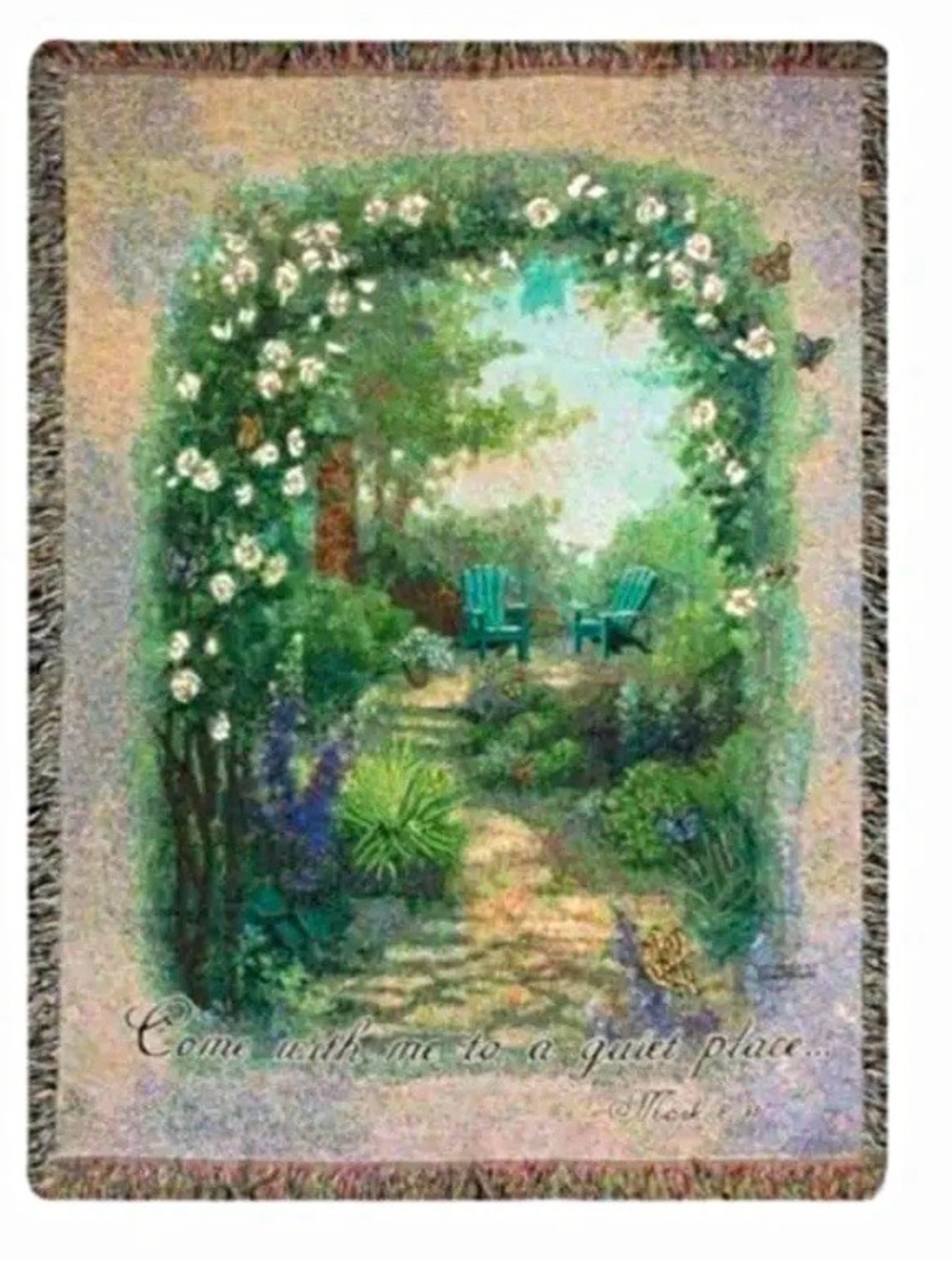 Religious Morning Butterfly Tapestry Throw Blanket Garden Adirondack Gift
